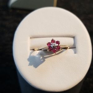 10k rubuand diamond ring